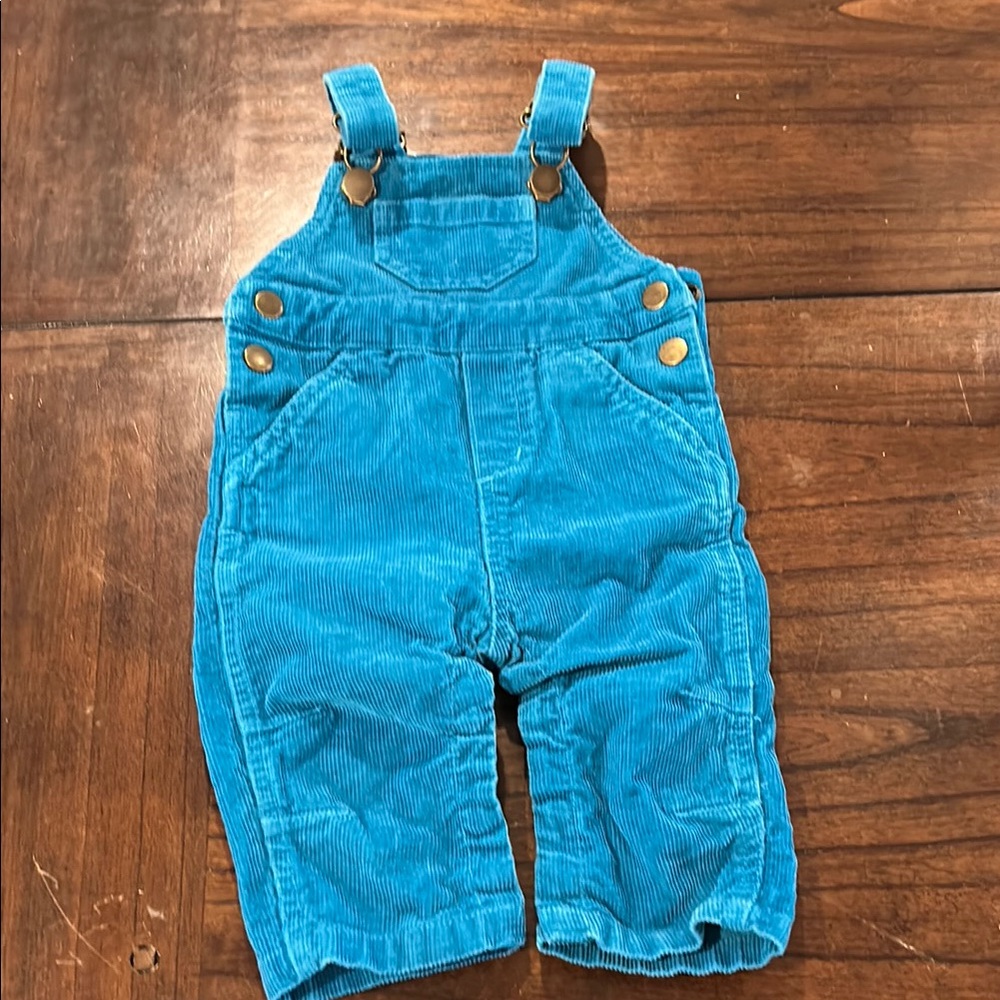 Hanna Anderson Teal Blue Corduroy Overalls 3-6 months